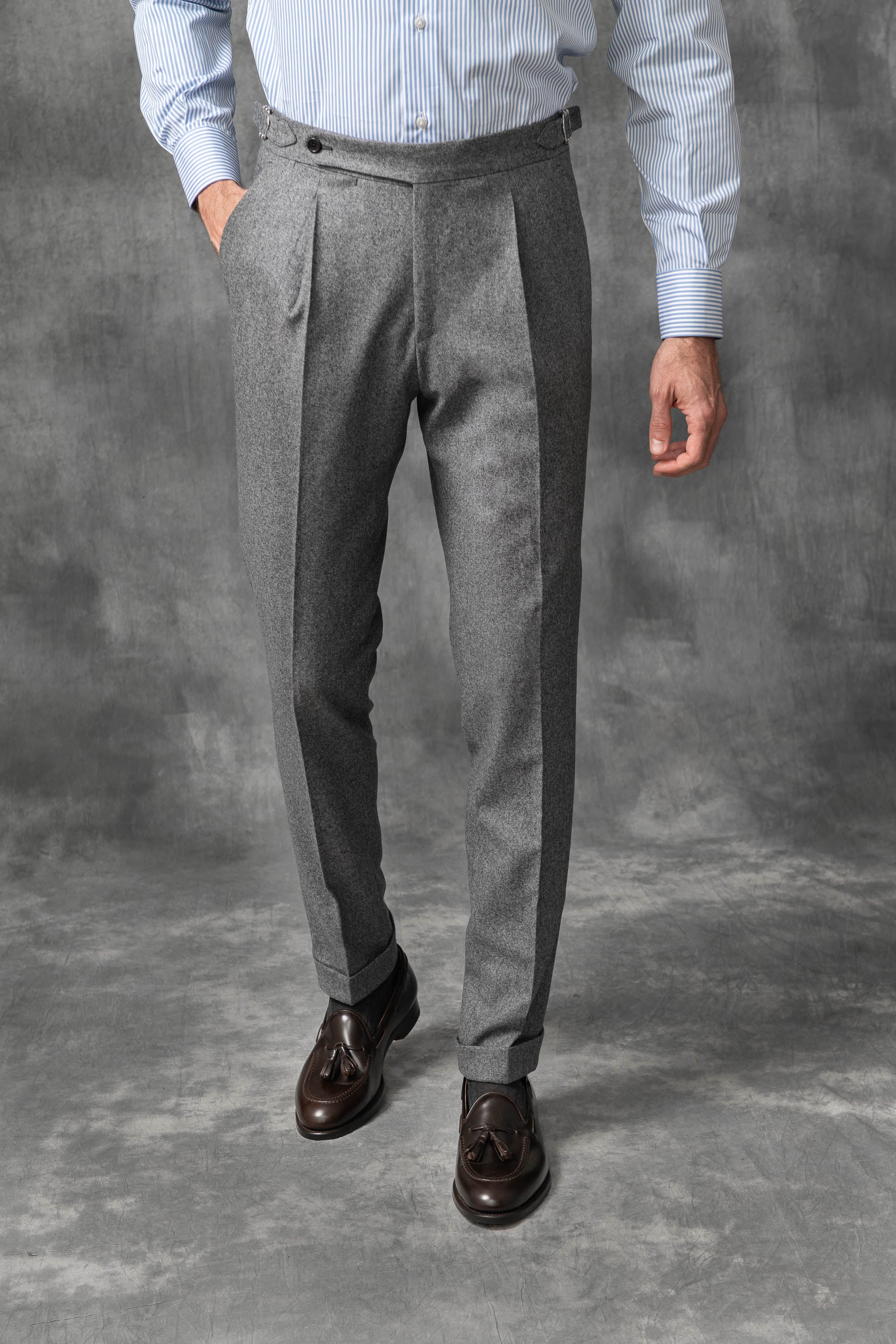 Grey Biella trousers in flannel ...